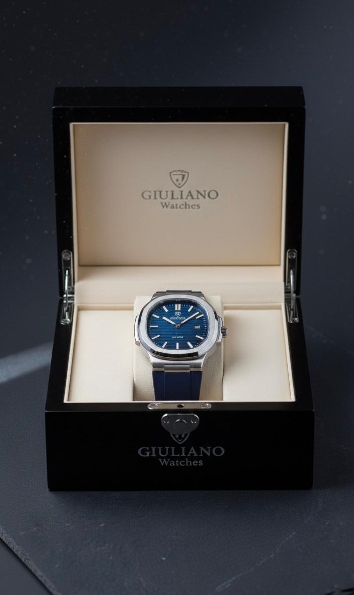 GIULIANO Automatic Blue Dial Watch – Timeless Elegance in Motion