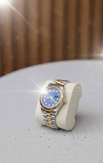 Rolex™ Two-Tone Diamond Luxe Watch – Midnight Blue Dial